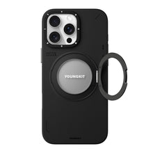 Apple iPhone 16 Pro Max Kılıf M-safe Şarj Özellikli 360° Standlı Basit Mat Deri Desenli Youngkit Tech Leather Serisi Kapak