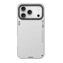 iPhone 17 Pro Max Uyumlu Kılıf M-safe Basit Mat Deri Desenli Youngkit Tech Fashion Seri Kapak Gri