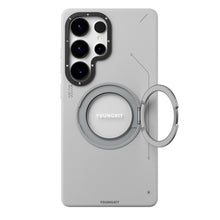 Galaxy S25 Ultra Kılıf M-safe Şarj Özellikli 360° Standlı Basit Mat Deri Desenli Youngkit Tech Leather Serisi Kapak