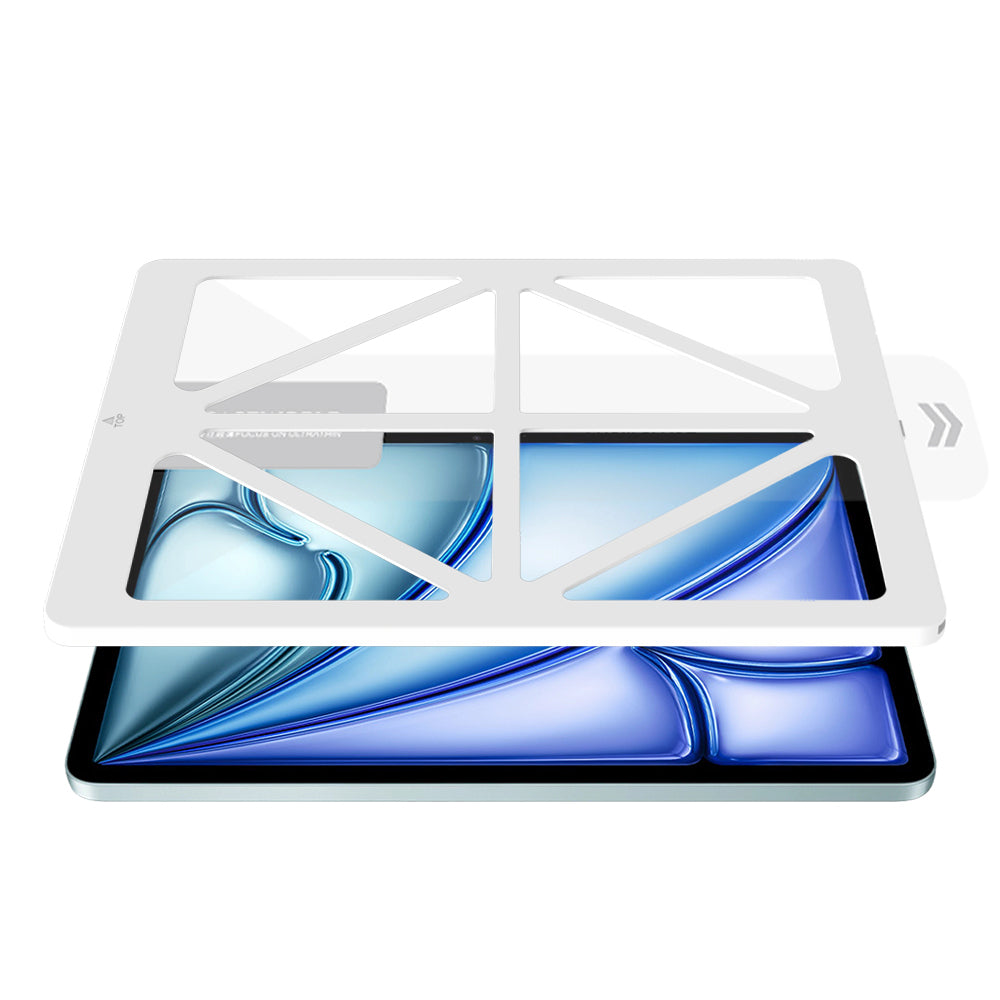 iPad Air 11 2024 Uyumlu CaseWorld Steel Shield Serisi Temperli Cam Ekran Koruyucu Kurulum Kitli