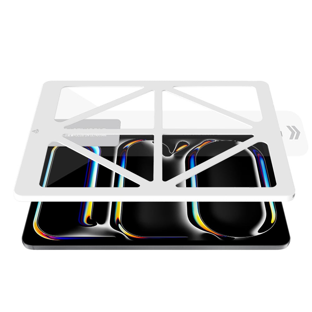 iPad Pro 13 2024 Uyumlu CaseWorld Steel Shield Serisi Temperli Cam Ekran Koruyucu Kurulum Kitli