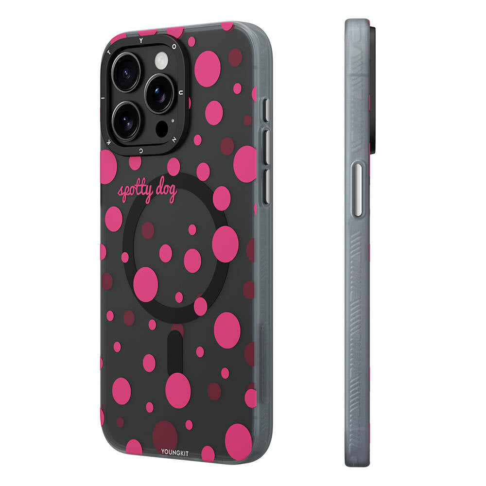 Apple iPhone 13 Pro Kılıf M-safe Şarj Özellikli Polka Dot Desenli Youngkit Spots Serisi Kapak
