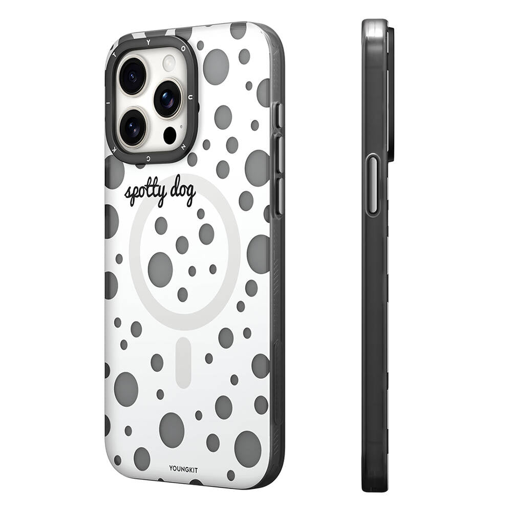 Apple iPhone 13 Pro Kılıf M-safe Şarj Özellikli Polka Dot Desenli Youngkit Spots Serisi Kapak