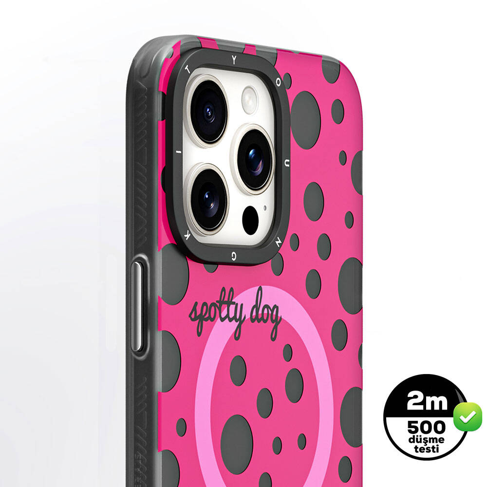 Apple iPhone 13 Pro Kılıf M-safe Şarj Özellikli Polka Dot Desenli Youngkit Spots Serisi Kapak