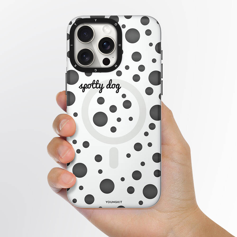 Apple iPhone 13 Pro Kılıf M-safe Şarj Özellikli Polka Dot Desenli Youngkit Spots Serisi Kapak