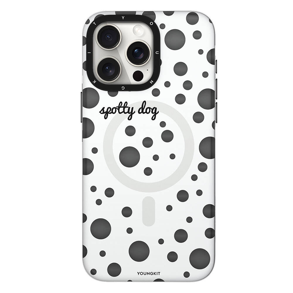 Apple iPhone 13 Pro Kılıf M-safe Şarj Özellikli Polka Dot Desenli Youngkit Spots Serisi Kapak