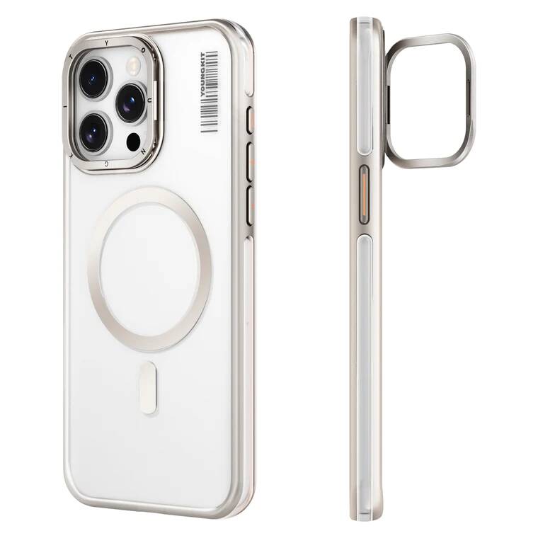 Apple iPhone 14 Pro Kılıf M-safe Şarj Özellikli Sararma Önleyici Youngkit Crystal Grid Kapak