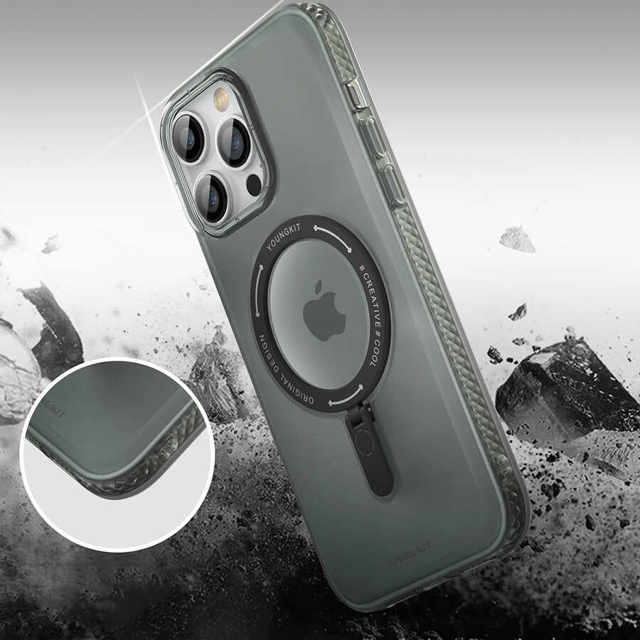 Apple iPhone 14 Pro Max Kılıf M-safe Şarj Özellikli Youngkit Rock Serisi Kapak