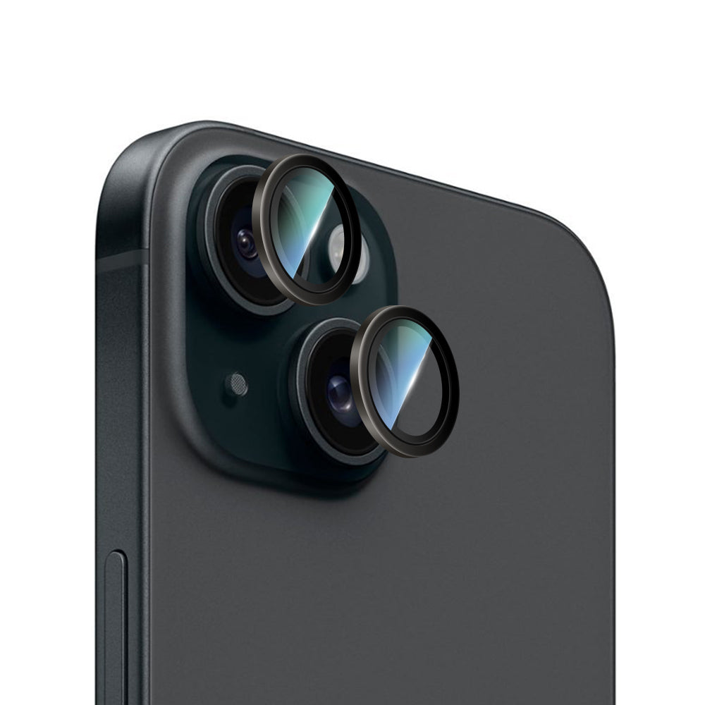 iPhone 15 CaseWorld Alloy Serisi Oleofobik Anti Reflective Kamera Lens Koruyucu Siyah