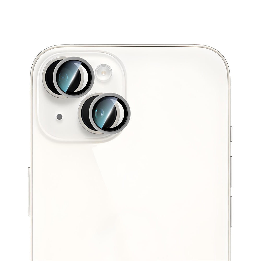 iPhone 15 Uyumlu CaseWorld Alloy Serisi Oleofobik Anti Reflective Kamera Lens Koruyucu Gümüş