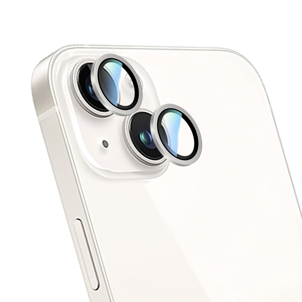 iPhone 15 Uyumlu CaseWorld Alloy Serisi Oleofobik Anti Reflective Kamera Lens Koruyucu Gümüş