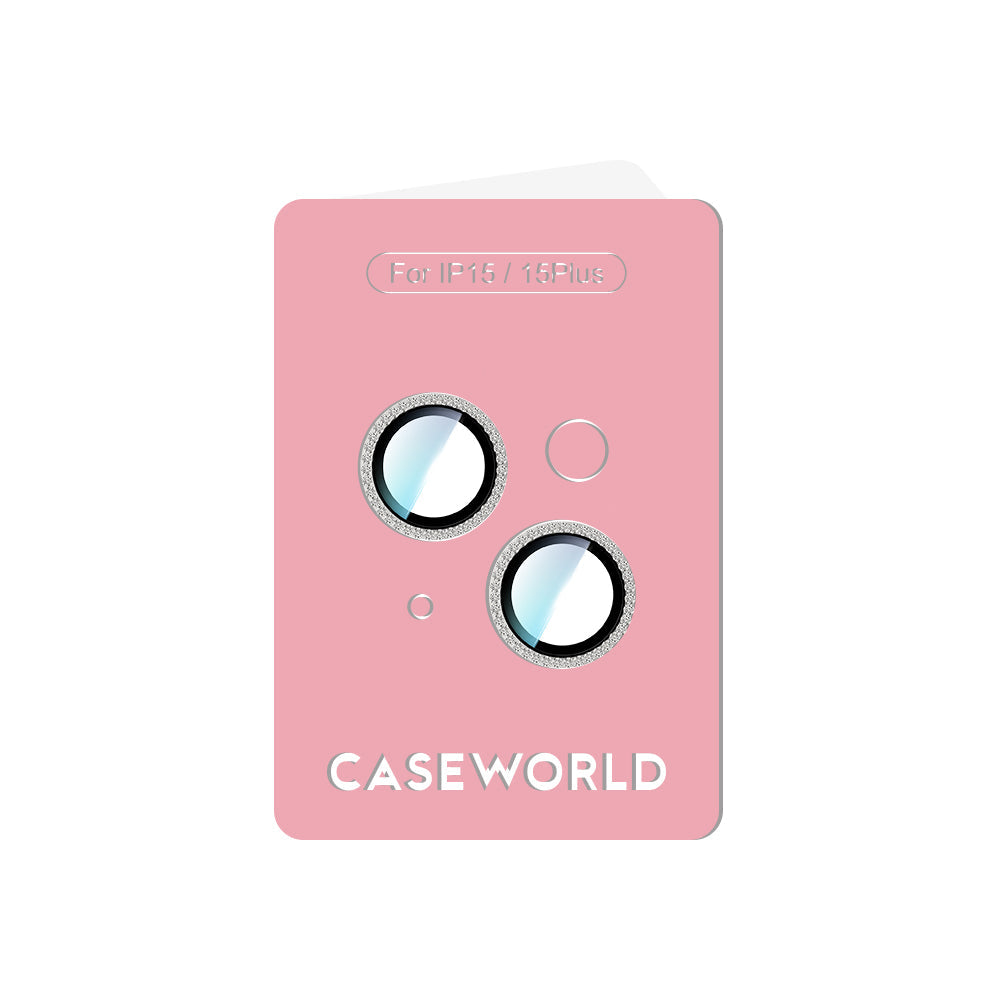 iPhone 15 Plus Uyumlu CaseWorld Alloy Sparkling Diamond Serisi Taşlı Lens Koruyucu  Gümüş