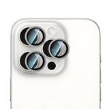 iPhone 15 Pro Max CaseWorld Alloy Serisi Oleofobik Anti Reflective Kamera Lens Koruyucu Gümüş