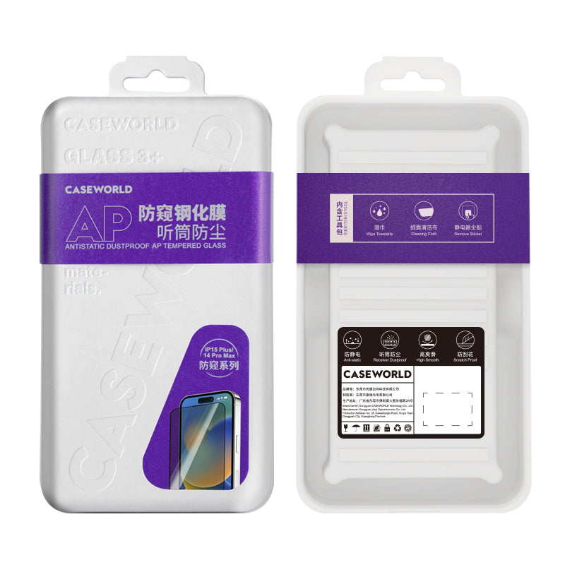 iPhone 15 Pro CaseWorld HD Serisi 0.33mm Privacy Temperli Cam Ekran Koruyucu Siyah