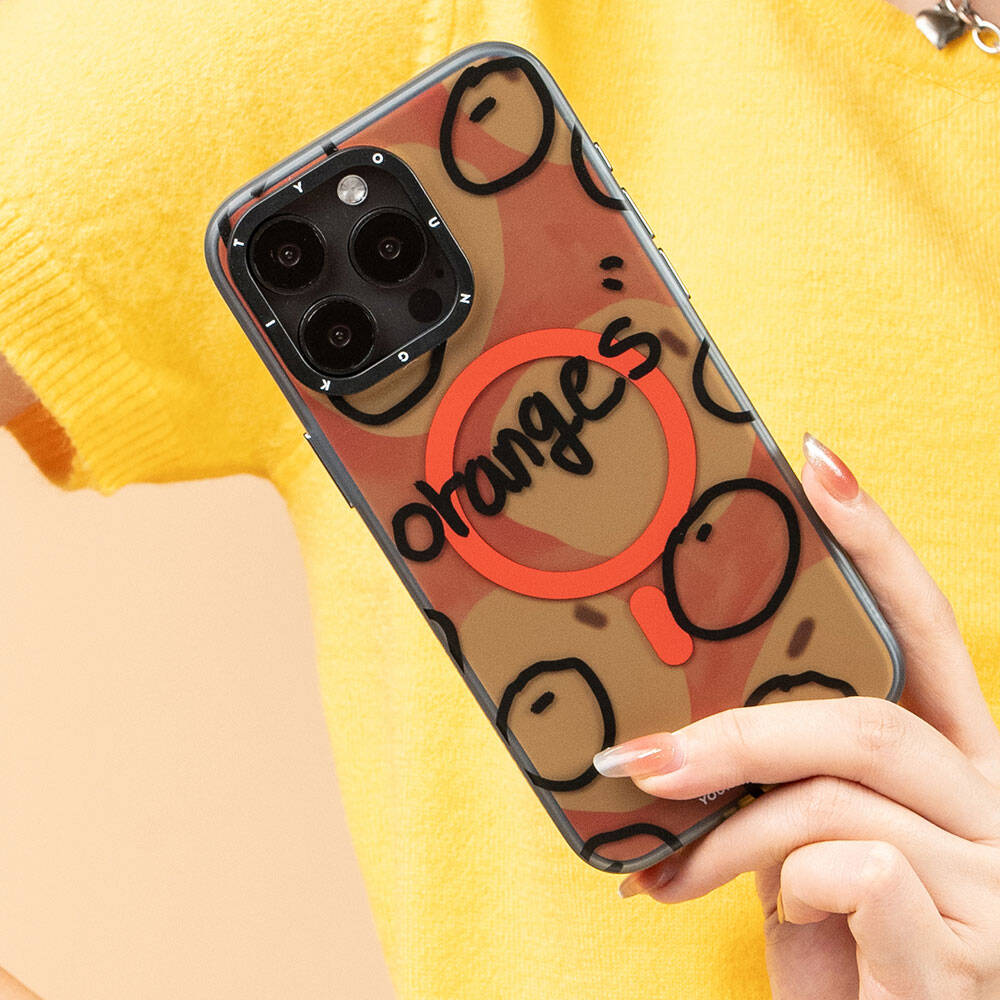 Apple iPhone 15 Pro Kılıf M-safe Şarj Özellikli Bee Brown Tasarımlı Youngkit Funny Serisi Kapak