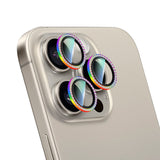 iPhone 15 Pro Max Uyumlu CaseWorld Alloy Sparkling Diamond Serisi Taşlı Lens Koruyucu Colorful