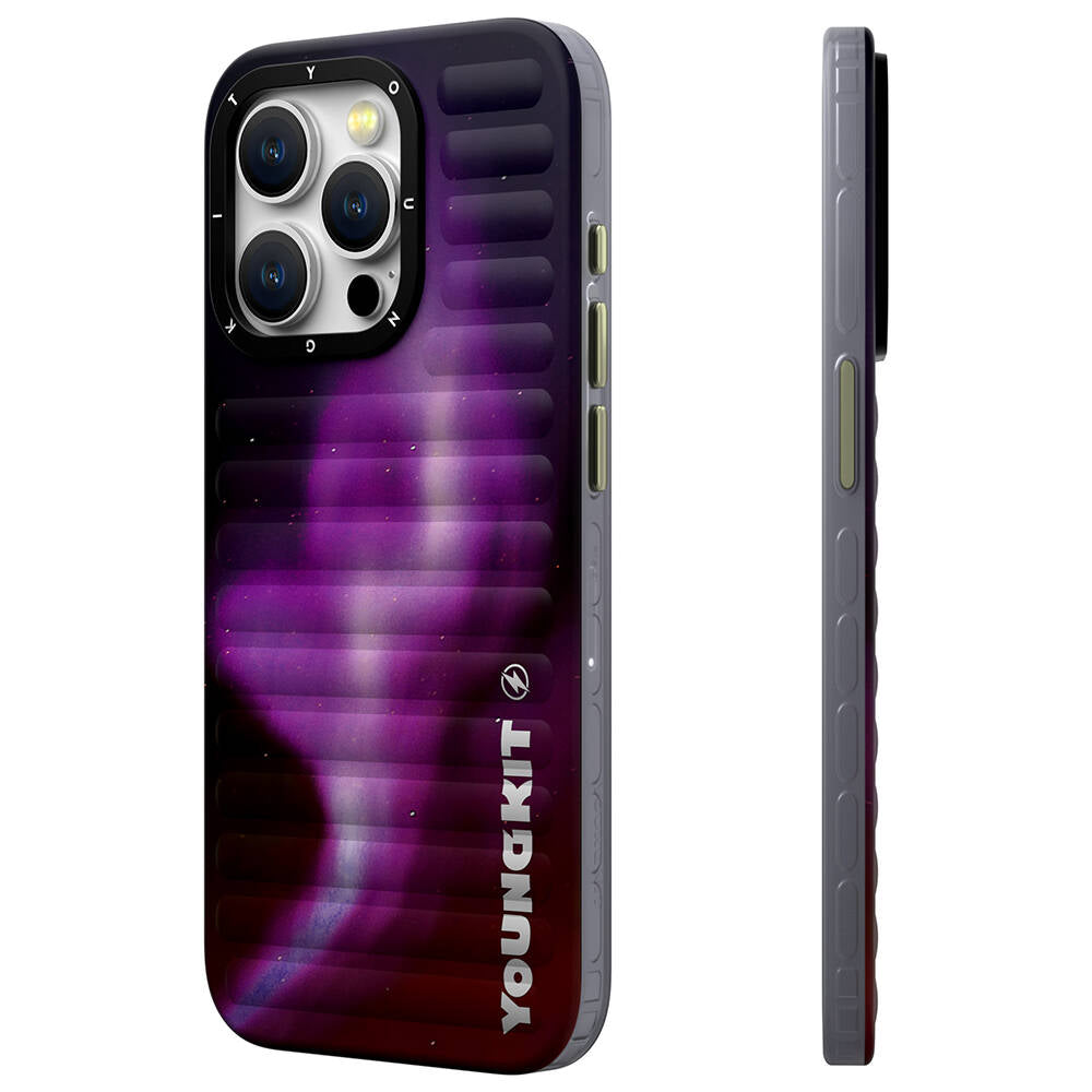 Apple iPhone 15 Pro Max Kılıf Kuzey Işıkları Desenli Youngkit Aurora Serisi Kapak