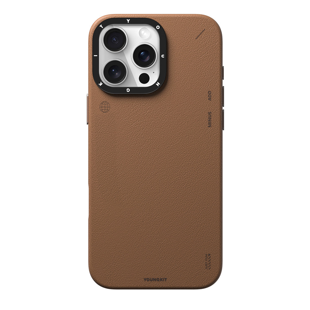 Apple iPhone 15 Pro Max Kılıf M-safe Şarj Özellikli Basit Mat Deri Desenli Youngkit Tech Fashion Serisi Kapak