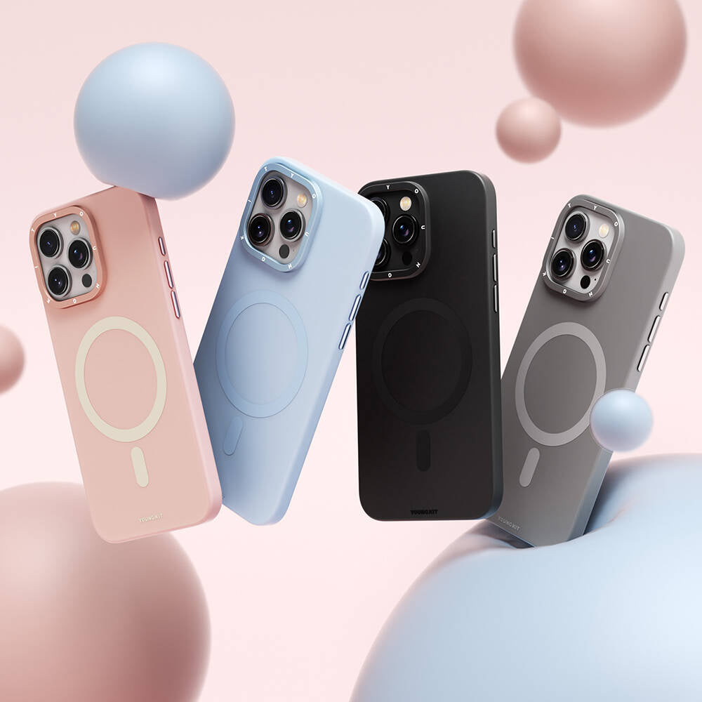 Apple iPhone 15 Pro Max Kılıf M-safe Şarj Özellikli Çizilmeye ve Aşınmaya Dayanıklı Youngkit Velvet Serisi Kapak