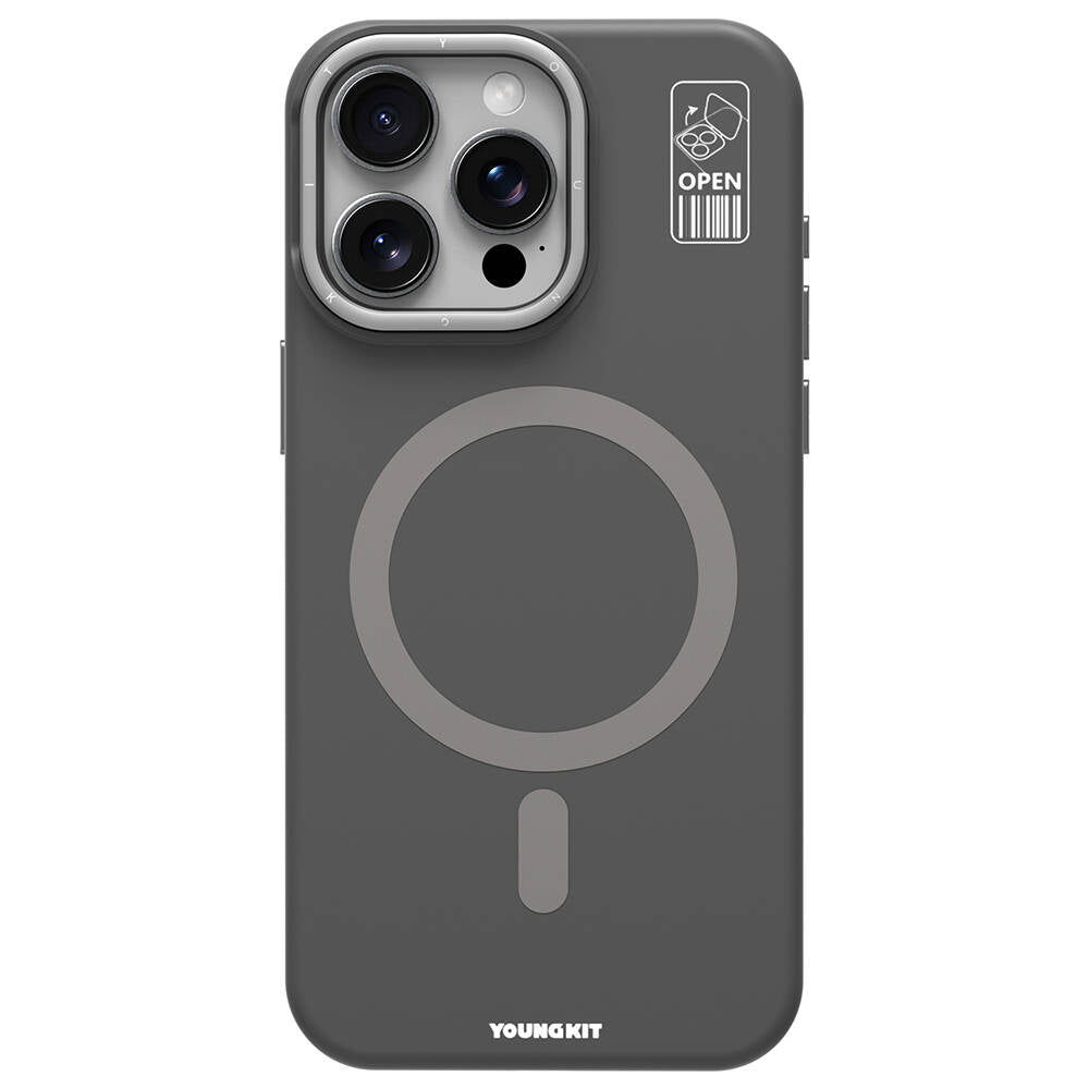 Apple iPhone 15 Pro Max Kılıf M-safe Şarj Özellikli Kamera Standlı Youngkit Bitty Cream Kapak