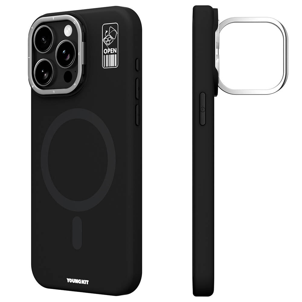 Apple iPhone 15 Pro Max Kılıf M-safe Şarj Özellikli Kamera Standlı Youngkit Bitty Cream Kapak
