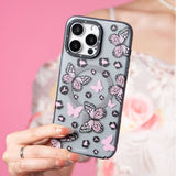 Apple iPhone 15 Pro Max Kılıf M-safe Şarj Özellikli Kelebek Desenli Youngkit Shadow Dance Serisi Kapak