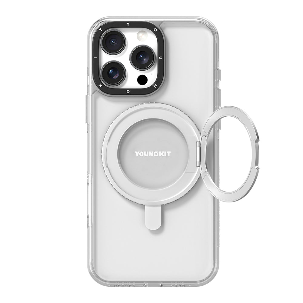 Apple iPhone 15 Pro Max Kılıf M-safe Şarj Özellikli Parmak Ring Standlı Youngkit Pivot Serisi Kapak