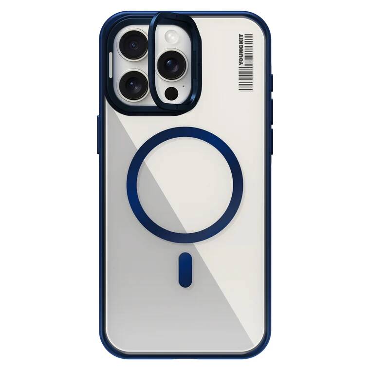 Apple iPhone 15 Pro Max Kılıf M-safe Şarj Özellikli Sararma Önleyici Youngkit Crystal Grid Kapak
