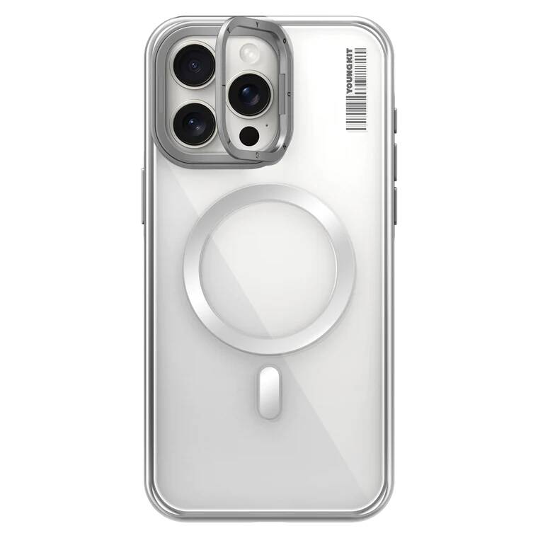 Apple iPhone 15 Pro Max Kılıf M-safe Şarj Özellikli Sararma Önleyici Youngkit Crystal Grid Kapak
