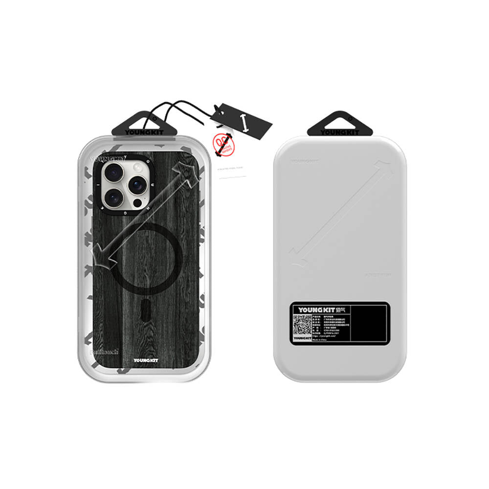 Apple iPhone 15 Pro Max Kılıf M-safe Şarj Özellikli Sararmaya Dayanıklı Youngkit Wood Forest Serisi Kapak