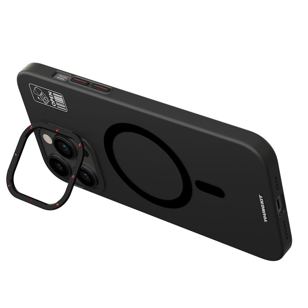 Apple iPhone 15 Pro Max Kılıf M-safe Şarj Özellikli Standlı YoungKit Hermit Bracket Serisi Kapak