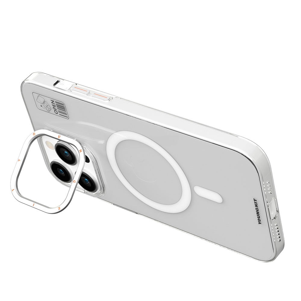 Apple iPhone 15 Pro Max Kılıf M-safe Şarj Özellikli Standlı YoungKit Hermit Bracket Serisi Kapak