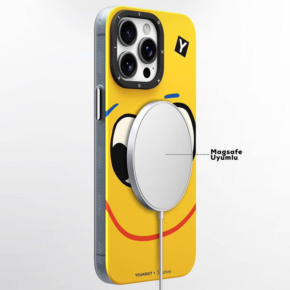 Apple iPhone 15 Pro Max Kılıf M-safe Şarj Özellikli Sunshine Tasarımlı Youngkit Daily Happy Serisi Kapak
