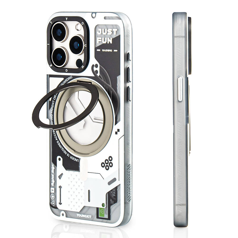 Apple iPhone 15 Pro Max Kılıf M-safe Şarj Özellikli Youngkit 360° Standlı Starship Serisi Kapak