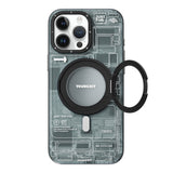 Apple iPhone 15 Pro Max Kılıf M-safe Şarj Özellikli Youngkit 360° Standlı Technology Serisi Kapak