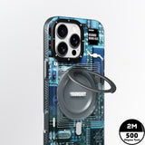 Apple iPhone 15 Pro Max Kılıf M-safe Şarj Özellikli Youngkit 360° Standlı Technology Serisi Kapak