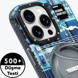 Apple iPhone 15 Pro Max Kılıf M-safe Şarj Özellikli Youngkit 360° Standlı Technology Serisi Kapak