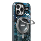 Apple iPhone 15 Pro Max Kılıf M-safe Şarj Özellikli Youngkit 360° Standlı Technology Serisi Kapak