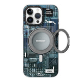 Apple iPhone 15 Pro Max Kılıf M-safe Şarj Özellikli Youngkit 360° Standlı Technology Serisi Kapak