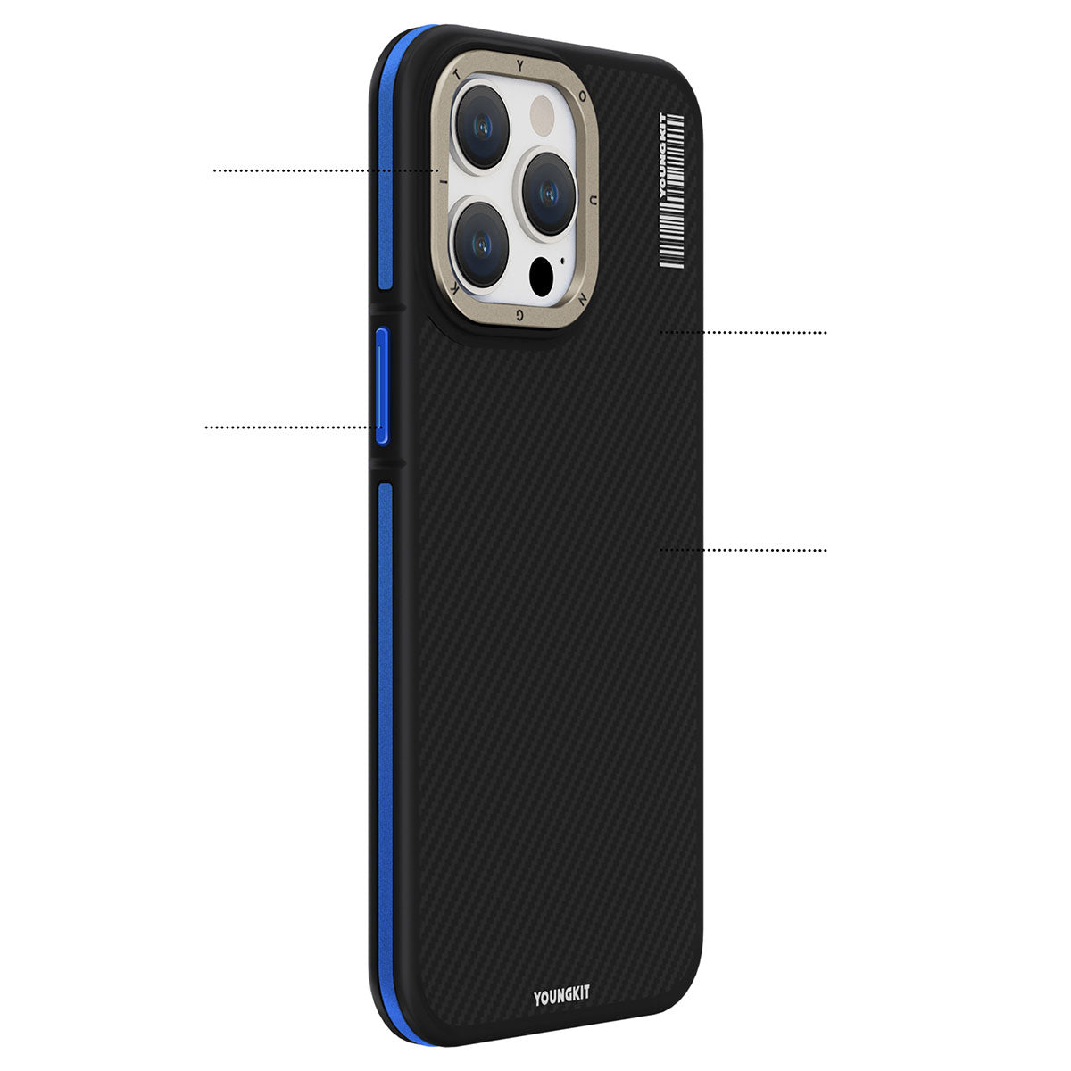 Apple iPhone 15 Pro Max Kılıf M-safe Şarj Özellikli YoungKit 600D Kevlar Kapak