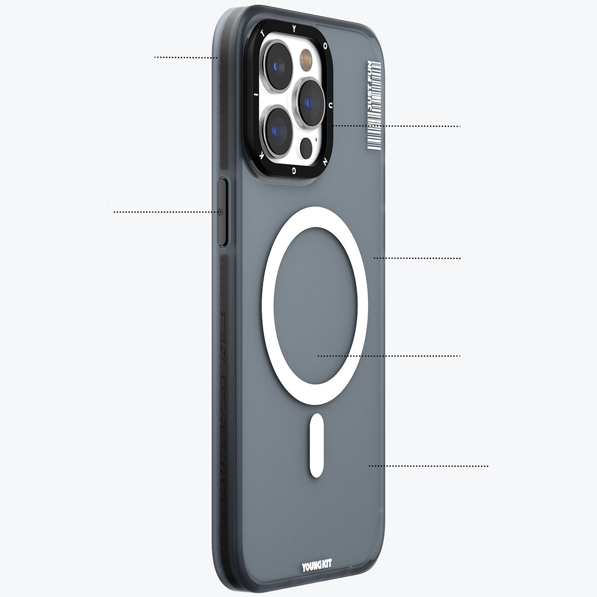 Apple iPhone 15 Pro Max Kılıf M-safe Şarj Özellikli Youngkit Colored Sand Serisi Kapak