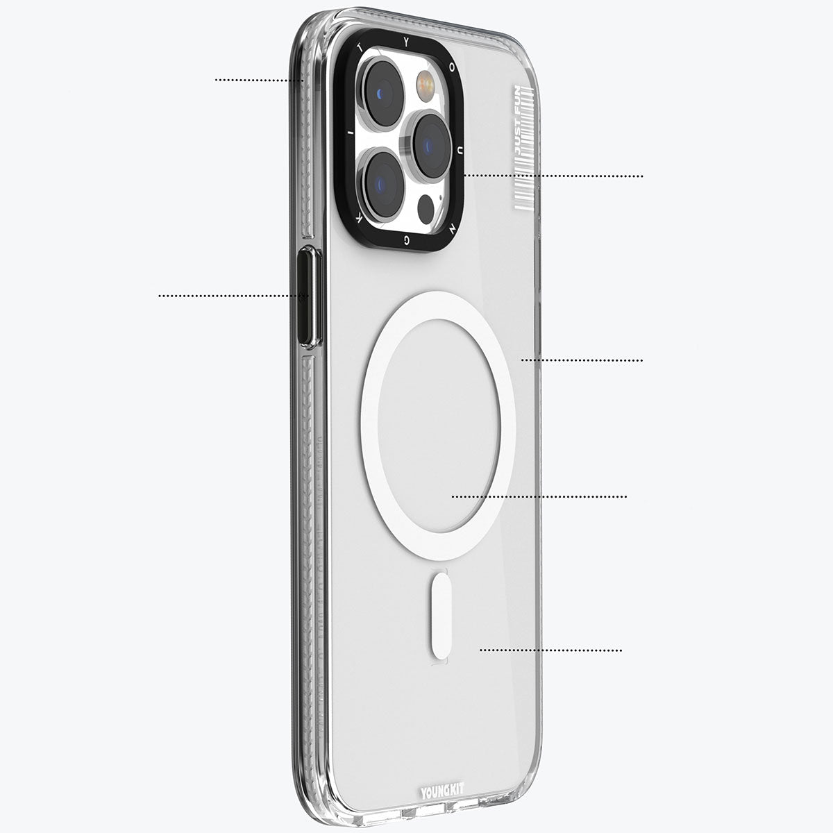 Apple iPhone 15 Pro Max Kılıf M-safe Şarj Özellikli YoungKit Crystal Color Serisi Kapak