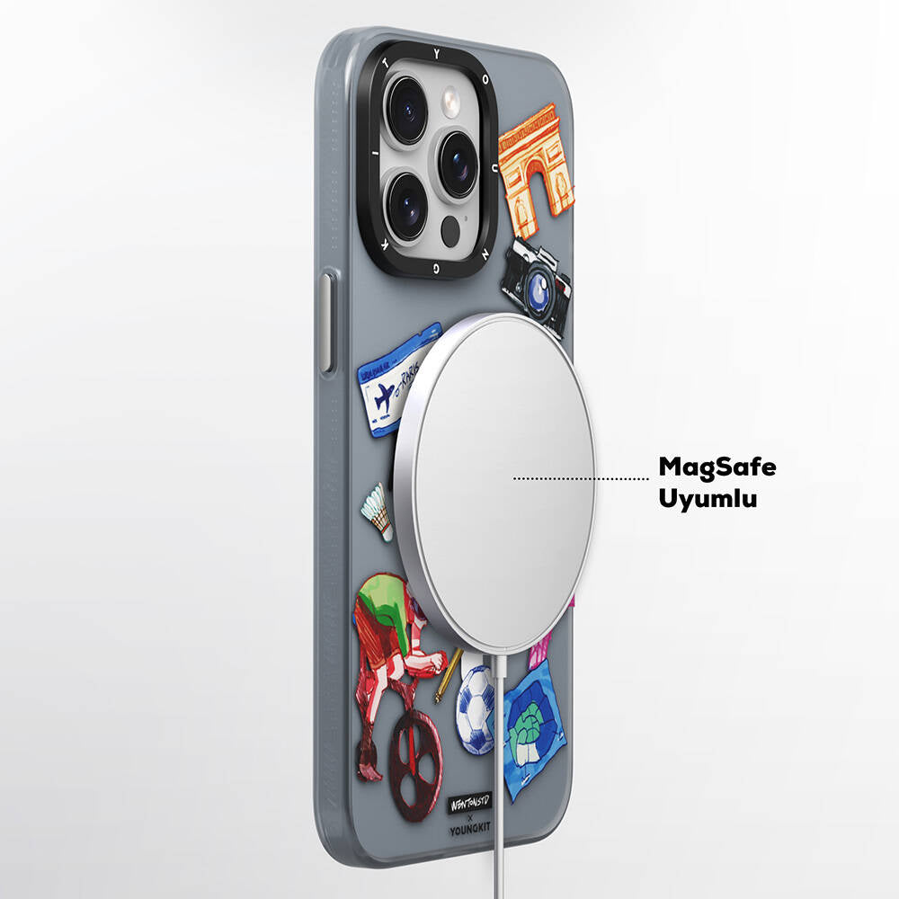 Apple iPhone 15 Pro Max Kılıf M-safe Şarj Özellikli Youngkit in Paris Serisi Kapak