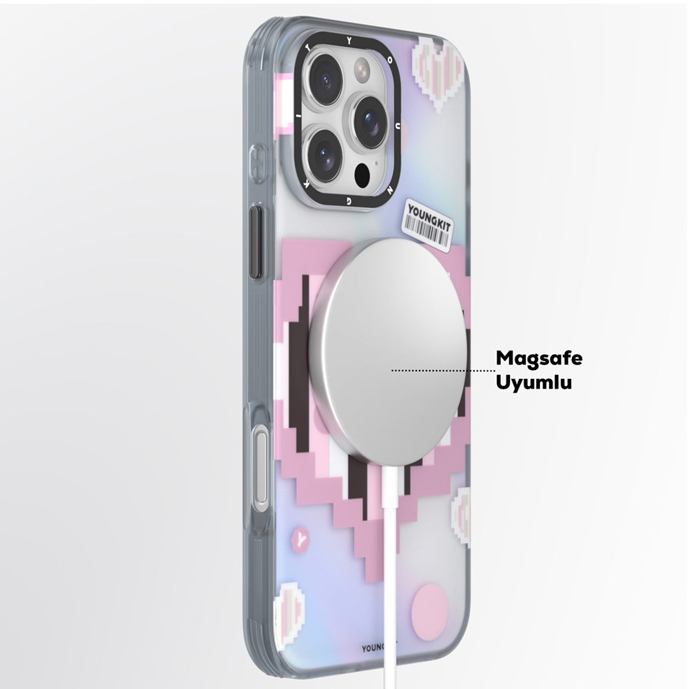 Apple iPhone 15 Pro Max Kılıf M-safe Şarj Özellikli Youngkit Love Serisi Kapak