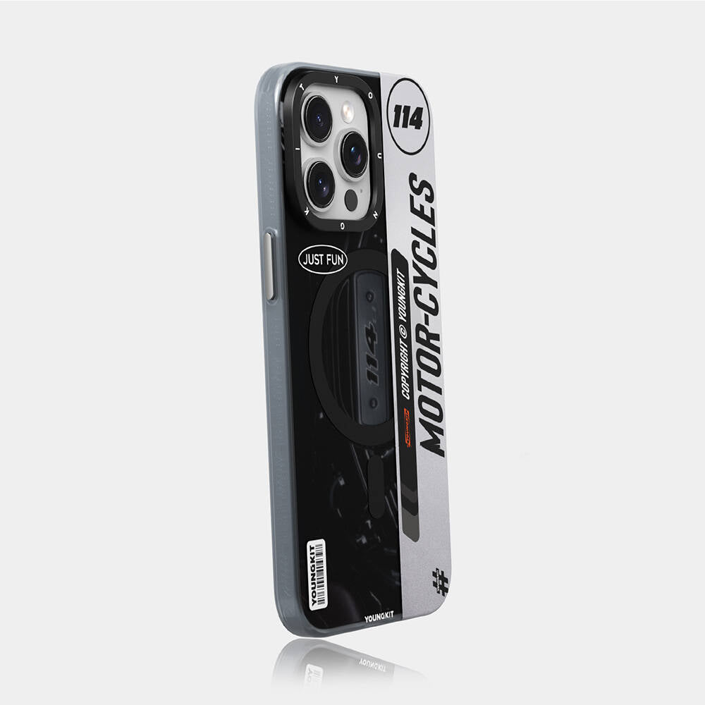 Apple iPhone 15 Pro Max Kılıf M-safe Şarj Özellikli Youngkit Motorcycle Legend Serisi Kapak