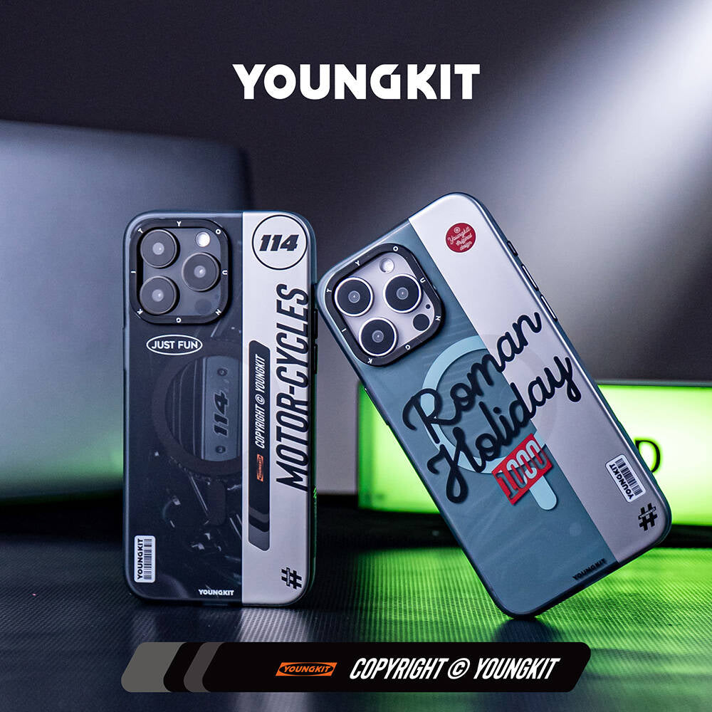 Apple iPhone 15 Pro Max Kılıf M-safe Şarj Özellikli Youngkit Motorcycle Legend Serisi Kapak