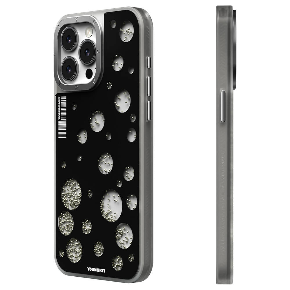 Apple iPhone 15 Pro Max Kılıf M-safe Şarj Özellikli Youngkit Quicksand Beads Serisi Kapak