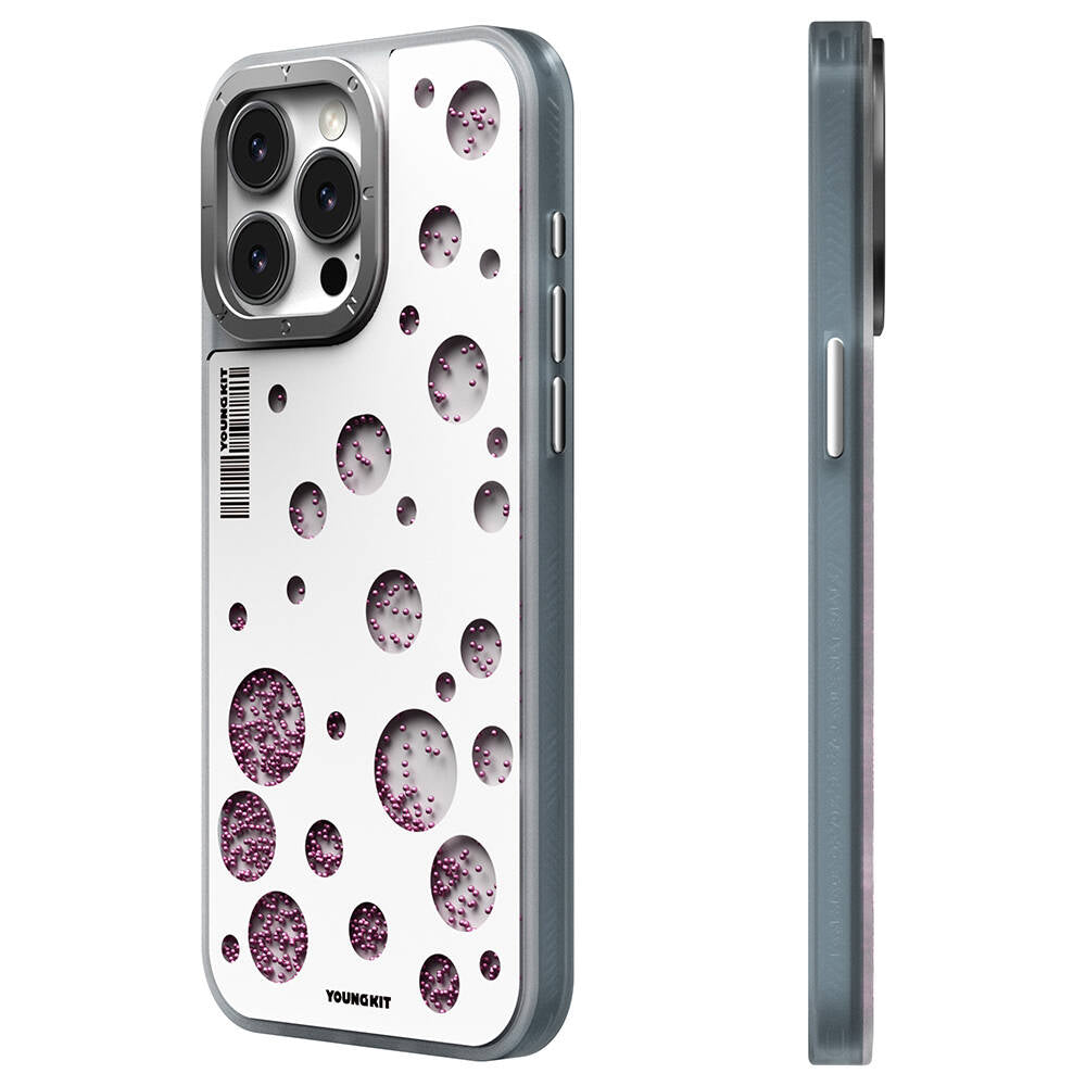 Apple iPhone 15 Pro Max Kılıf M-safe Şarj Özellikli Youngkit Quicksand Beads Serisi Kapak