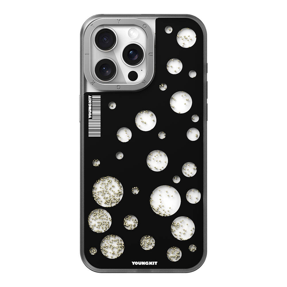 Apple iPhone 15 Pro Max Kılıf M-safe Şarj Özellikli Youngkit Quicksand Beads Serisi Kapak