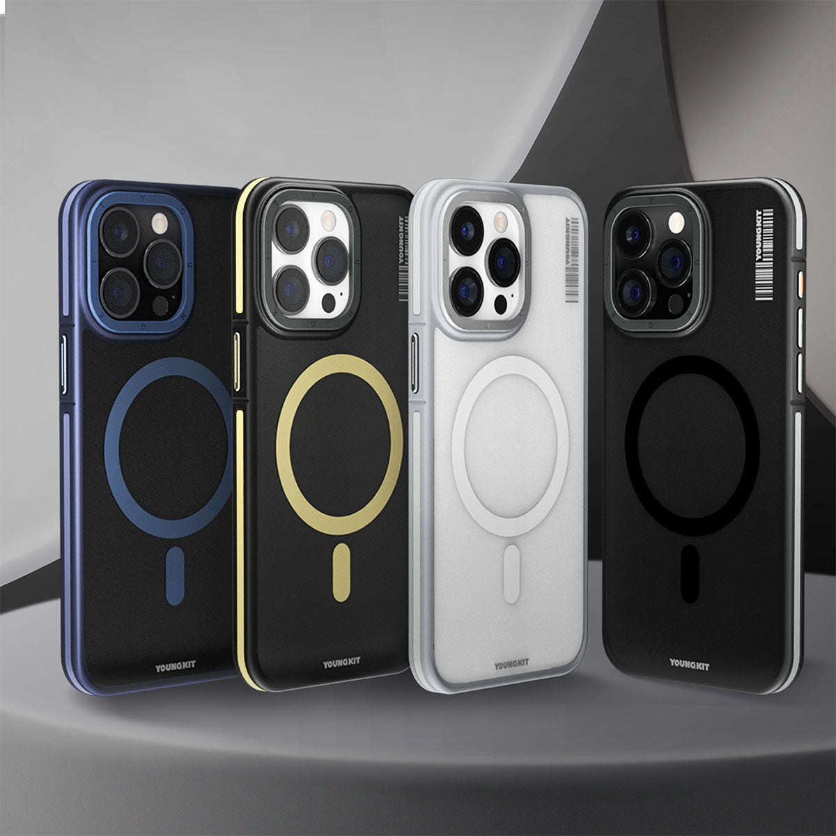 Apple iPhone 15 Pro Max Kılıf M-safe Şarj Özellikli Youngkit Rock Sand Serisi Kapak